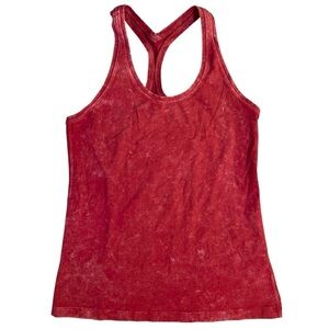 Lululemon Off Red Mottled Henley Racerback Tank Top Womens